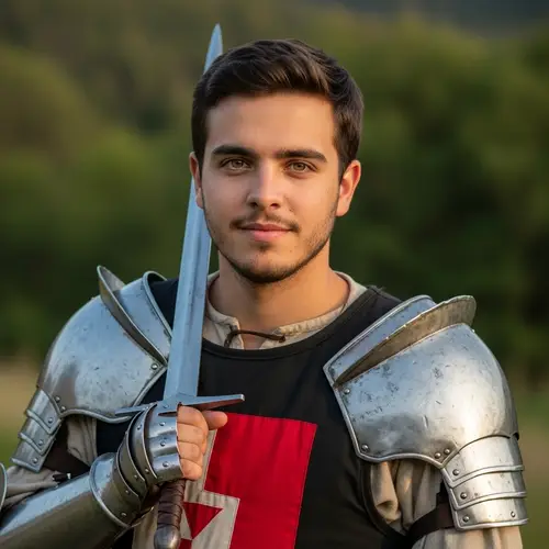 Hispanic Male in Middle Ages Attire | 20-year-old with Green Eyes