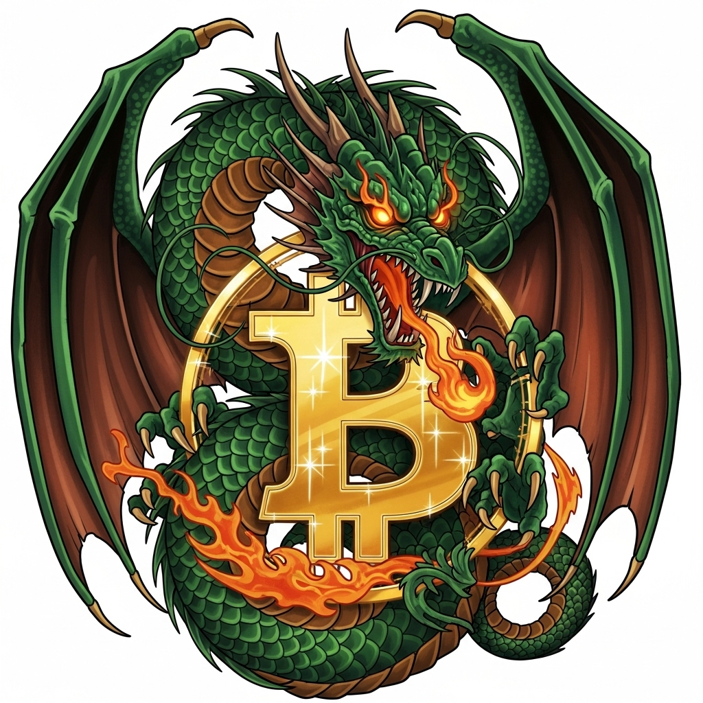 Dragon and Bitcoin - Majestic Twilight Encounter | AI Art Generator |  Easy-Peasy.AI