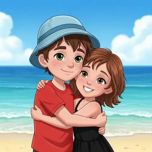 Adorable Siblings Hugging on the Beach | Heartwarming Scene