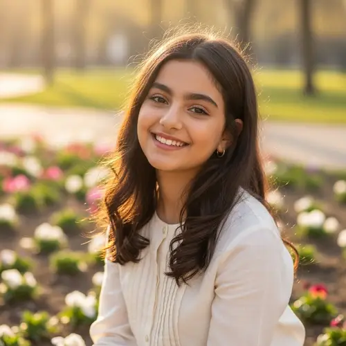 Captivating Smile - Young Middle-Eastern Girl in Sunlit Park