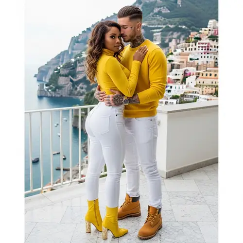 Stunning African American Woman and Italian Man in Opulent Amalfi Coast Penthouse