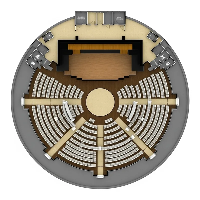 Circular Floor Plan for Conventional Hall Design