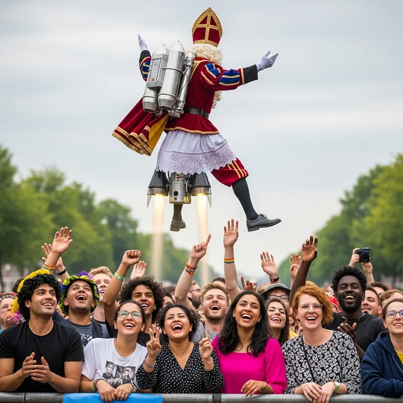 Sinterklaas on Jet-pack at Amsterdam Canal Pride | Diverse Crowd Interaction Sinterklaas on Jet-pack at Amsterdam Canal Pride | Diverse Crowd Interaction