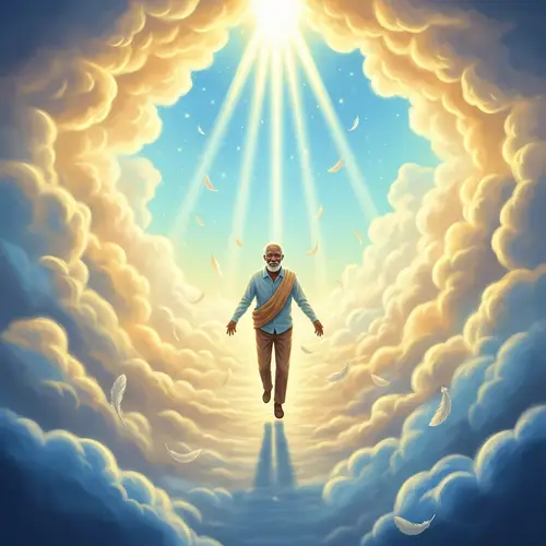 Elderly Black Man Ascending to Heaven | Divine Tranquility