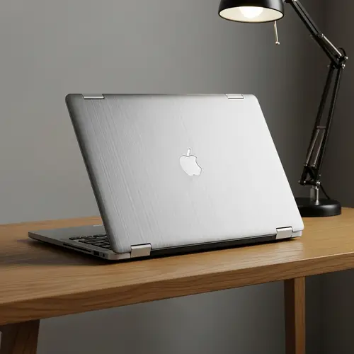 Sleek Modern Laptop on Minimalist Wooden Desk