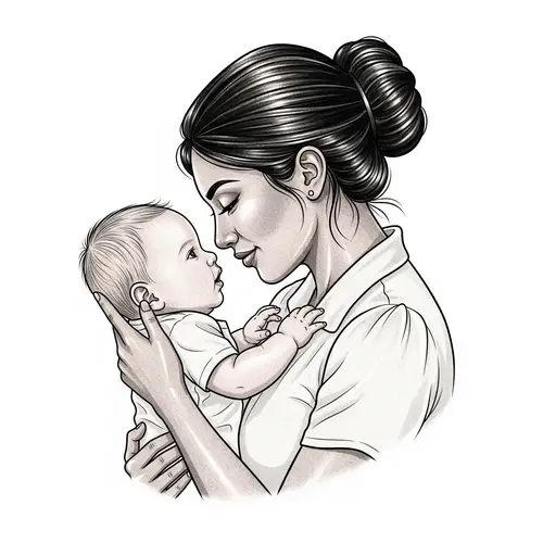Heartwarming Mother and Baby Tattoo Design