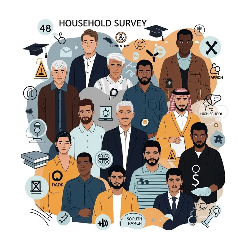 Household Survey Representation: Adult Males, Age 48, Elementary-High School Education