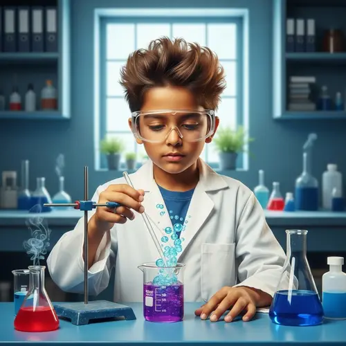 Child Scientist | Engaging Lab Experiment with Colorful Reactions