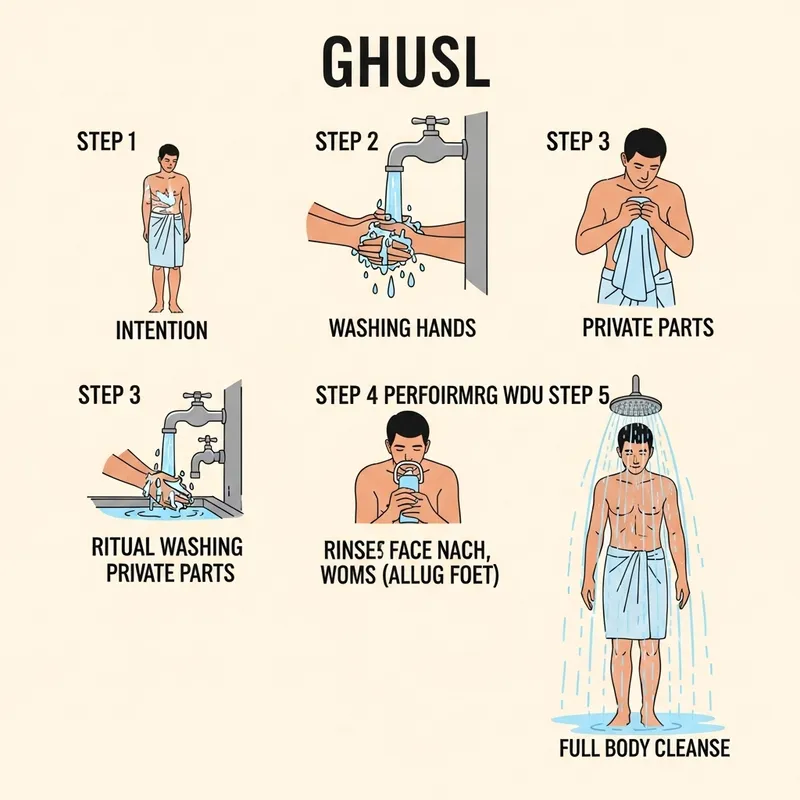Step by Step Ghusl Guide: Islamic Ritual Bath Process