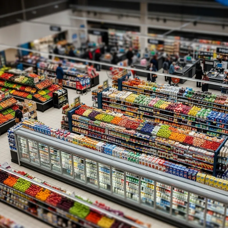 Busy Supermarket Tilt-Shift Overhead View | Shop Scene