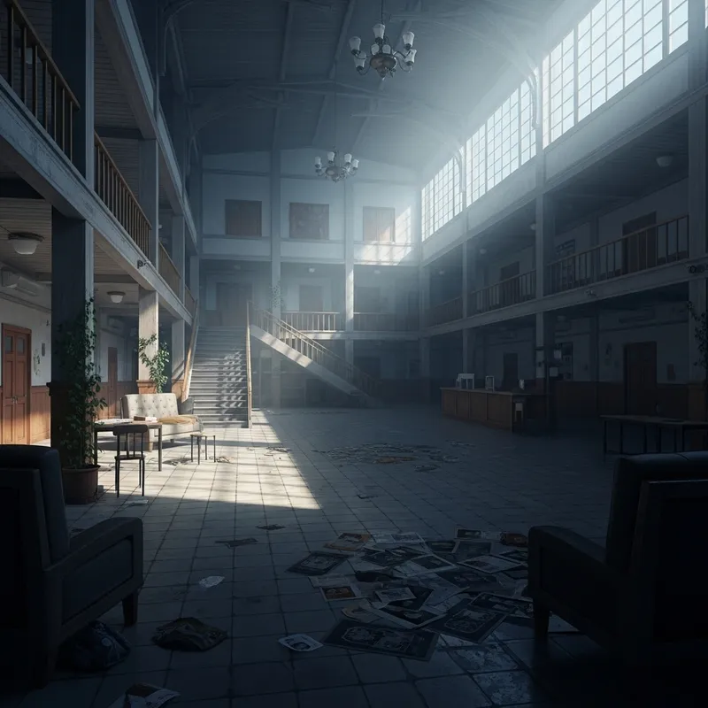 Deserted School: Eerie Silence and Dim Light