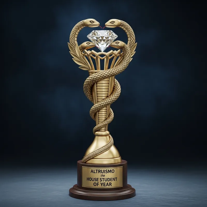 Altruismo House Student of the Year Trophy: Snakes, Diamond & House Elements