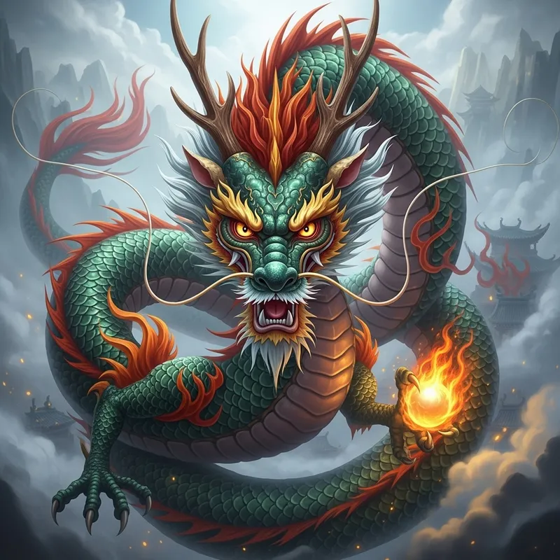 Chinese Dragon Gazing from the Front