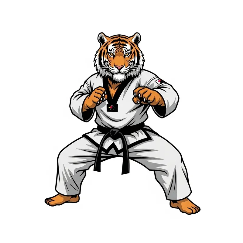 Fierce Tiger Taekwondo Stance: Ready to Fight Fierce Tiger Taekwondo Stance: Ready to Fight