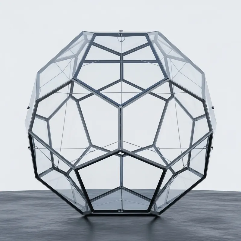 50ft Clear Glass Icosahedron Suspended 8ft from Ground
