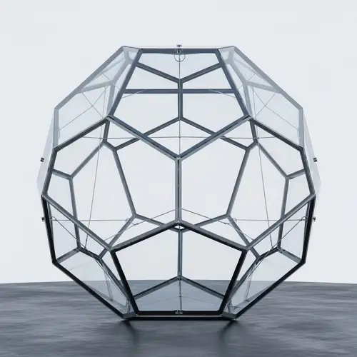 Large 50ft Glass Icosahedron - Geometric Structure