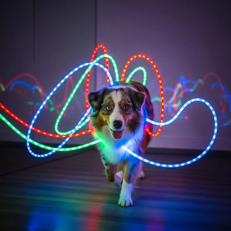 Adorable Dog Playing with Govee Light
