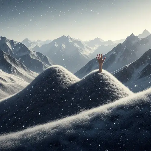 Baroque-Inspired Dramatic Snowy Mountain Landscape with Intriguing Detail