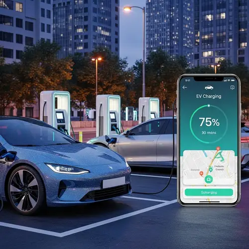 Modern Electric Vehicle Charging Station with Contemporary Cars