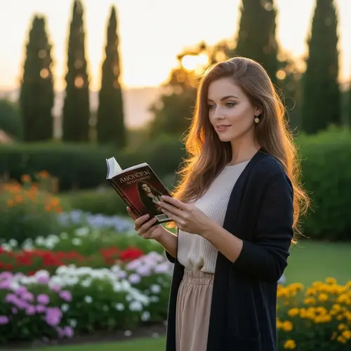 Beautiful Woman in Serene Garden Setting