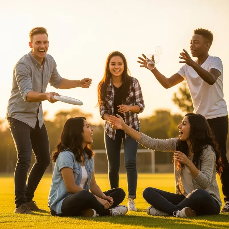 Vibrant Friendship: Diverse Friends Enjoying Playful Moments Vibrant Friendship: Diverse Friends Enjoying Playful Moments