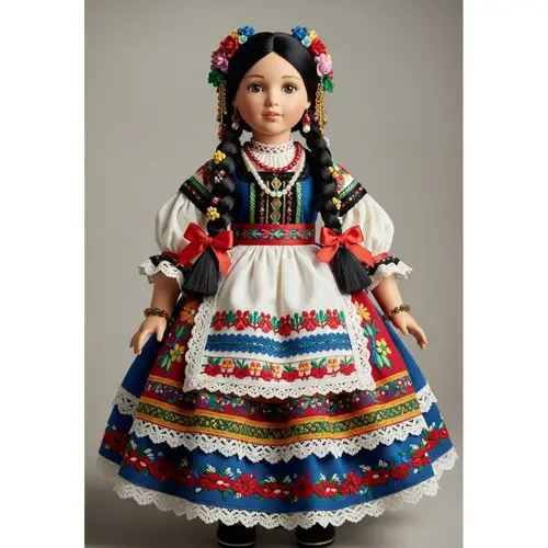 Custom Designed Tomamota Doll in Intricately Crafted European Attire