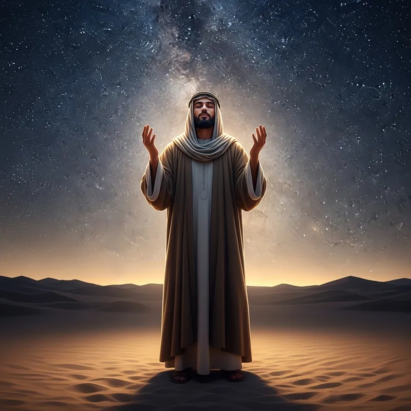 Al-Imam Al-Mahdi in Tranquil Desert Scene