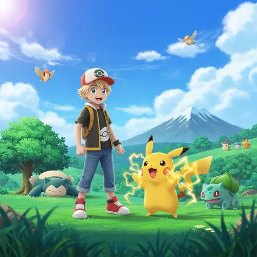Blonde Boy in Pokémon World with Pikachu