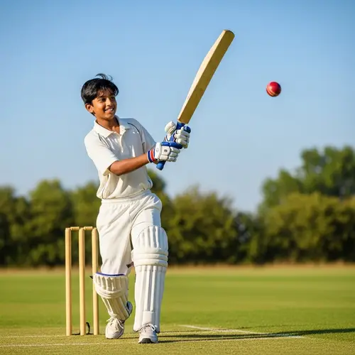 Energetic South Asian Boy Enjoying Cricket Game