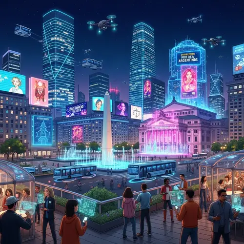 Futuristic Argentina: Neon Skyscrapers & Digital Diversity