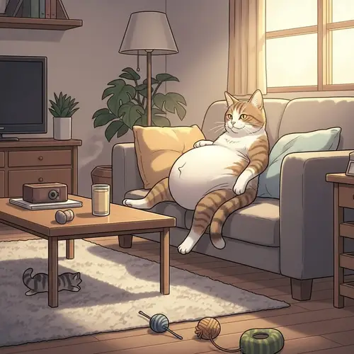 Pregnant Cat: Cozy Indoor Scene of Anticipation and Tranquility