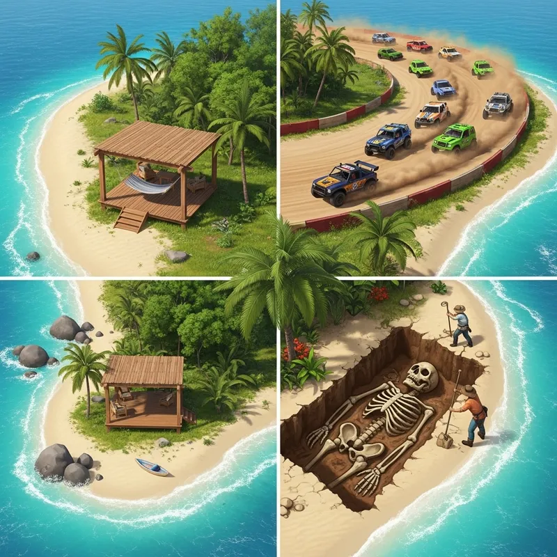 Personal Island Adventure: Racing, Shelter, Skeleton Personal Island Adventure: Racing, Shelter, Skeleton