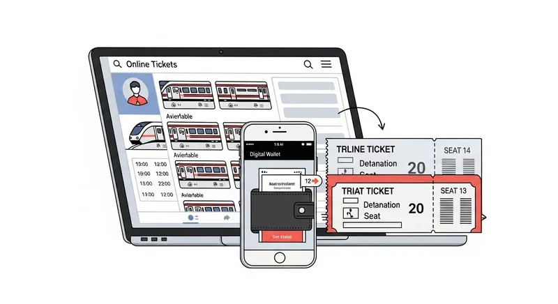 Online Train Ticket Booking Line Art | User-Friendly Experience