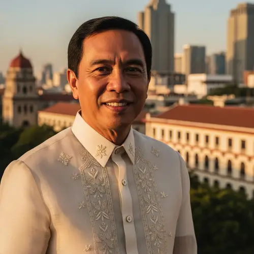 Filipino Man in Barong Tagalog | Cityscape of Manila