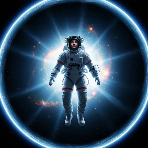 Lone Astronaut in Cosmic Exploration Art