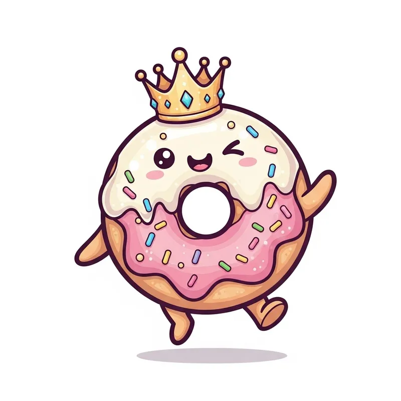 Endearing Cheerful Donut Character | Playful Kawaii Art