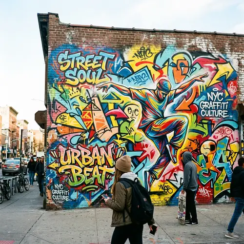 Vibrant Street Mural: Urban Graffiti Art in Bold Colors