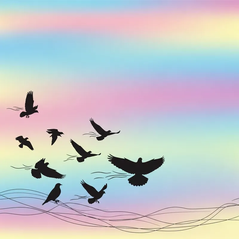 Vector Illustration of Freedom | Soaring Birds in Colorful Sky Vector Illustration of Freedom | Soaring Birds in Colorful Sky