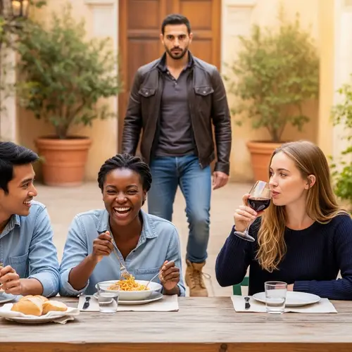 Cultural Diversity Scene with South-Asian, African, and Caucasian Individuals