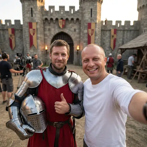 Epic Medieval Selfie with Knight in Armor