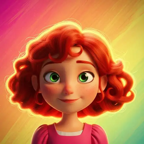 Vibrant Red-Haired Girl in 3D Animation Style | Early 20th Century Cinema Look