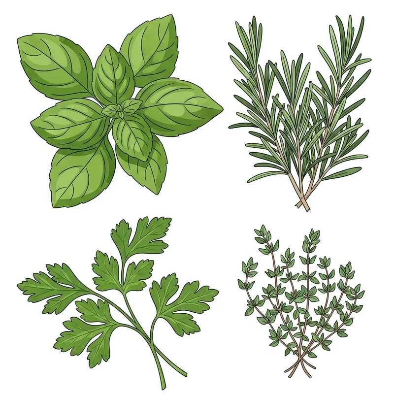 Vibrant Modern Kitchen Herbs Artwork