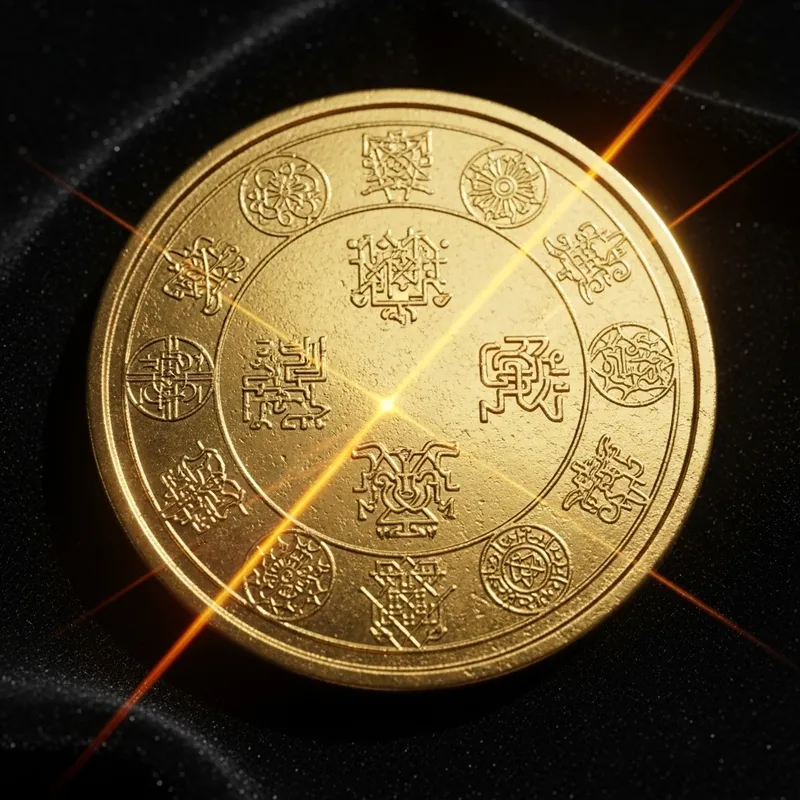Intricate Gold Token Design | Exclusive Symbol of Ancient Civilization