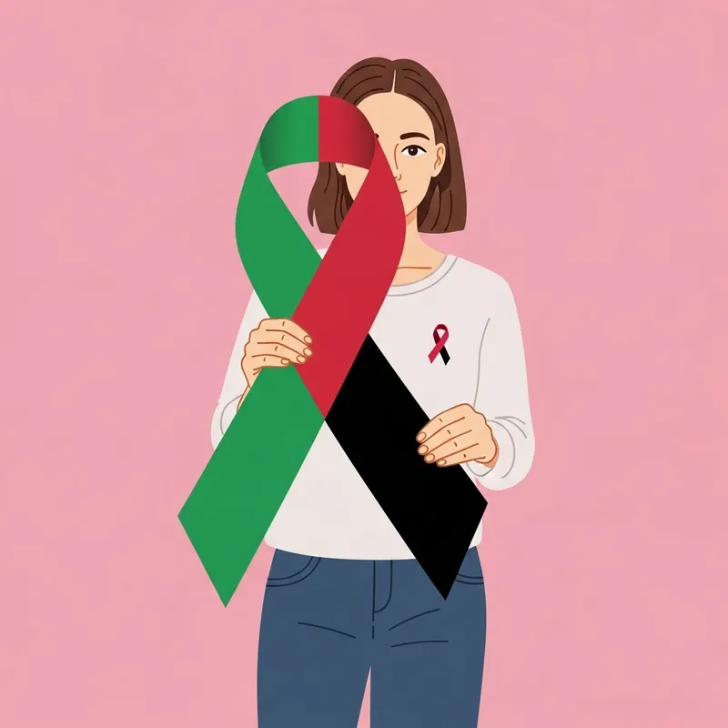 Woman Holding Breast Cancer Ribbon | Support & Awareness