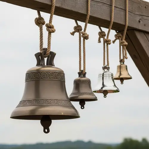Vintage and Modern Bells Hanging in Harmony