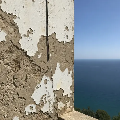 Weathered House Wall by the Sea