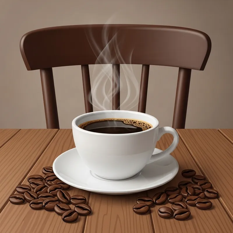 Steaming Cup of Freshly Brewed Java Coffee on Rustic Wooden Table