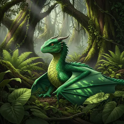 Stunning Teen Green-Winged Wyvern in Enchanted Forest