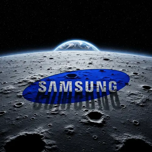 Samsung Logo on Moon | Celestial Landscape Art