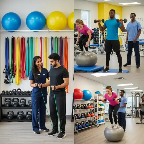 Diverse Group Functional Physical Activity at Rehab Center